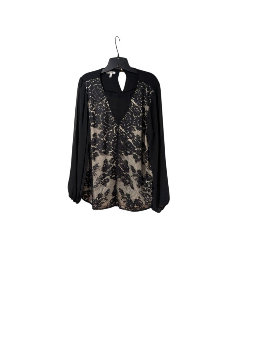 Maurices Black Lace Button Back Balloon Long Sleeve Blouse Whimsigoth Sz XL